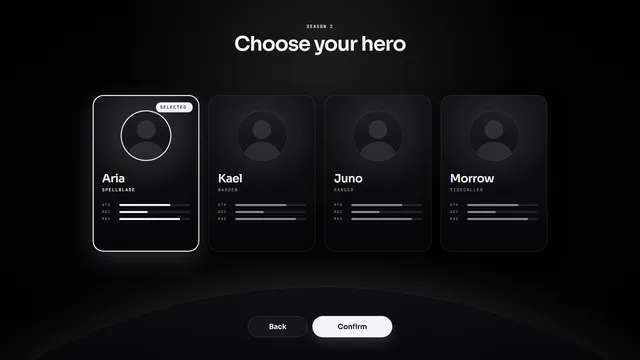 Starter kit Character Select screen