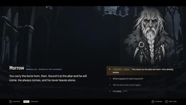 The Last Hunt Dialogue screen