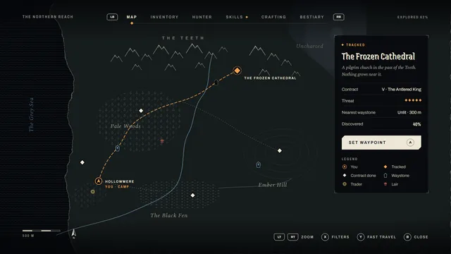 The Last Hunt world map screen